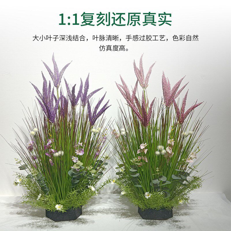 仿真芦苇洋葱草盆景狗尾s巴草晴天草家居仿真绿植拍摄道具造景盆