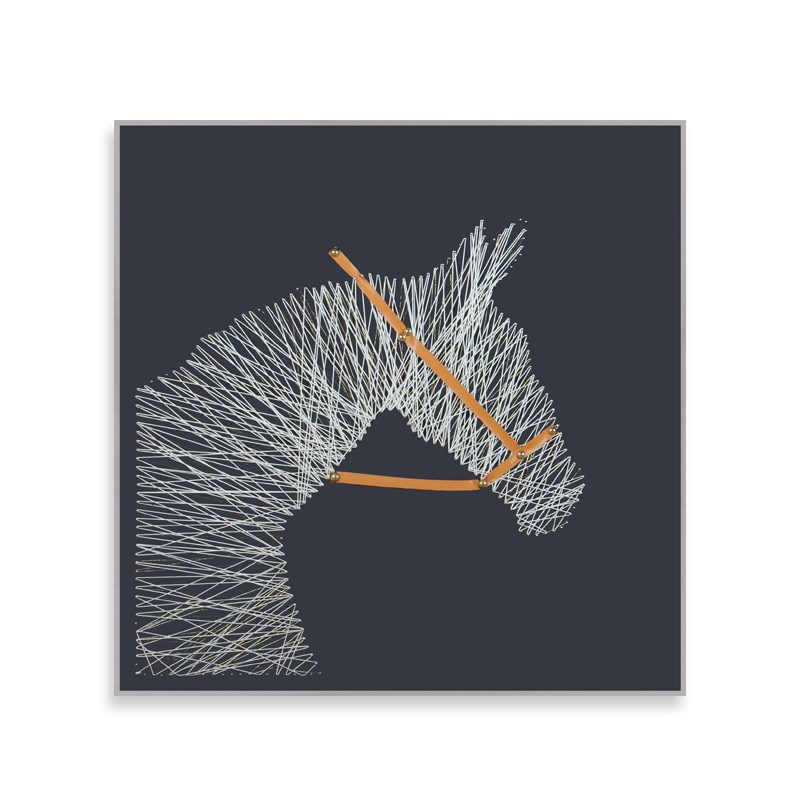 手工钉子绕线画新中式实物画w美式客厅装饰画马头装置画小众个性