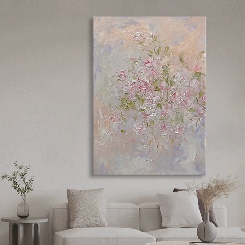 大芬村纯手绘抽象花卉油画丙烯厚肌理装饰画客厅玄关画落地挂画