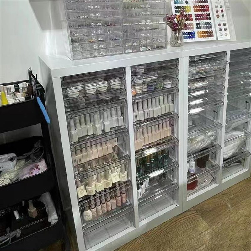 a4美甲收纳柜平底抽屉式甲油胶文件柜彩妆烘焙白色整理.柜钢制黑