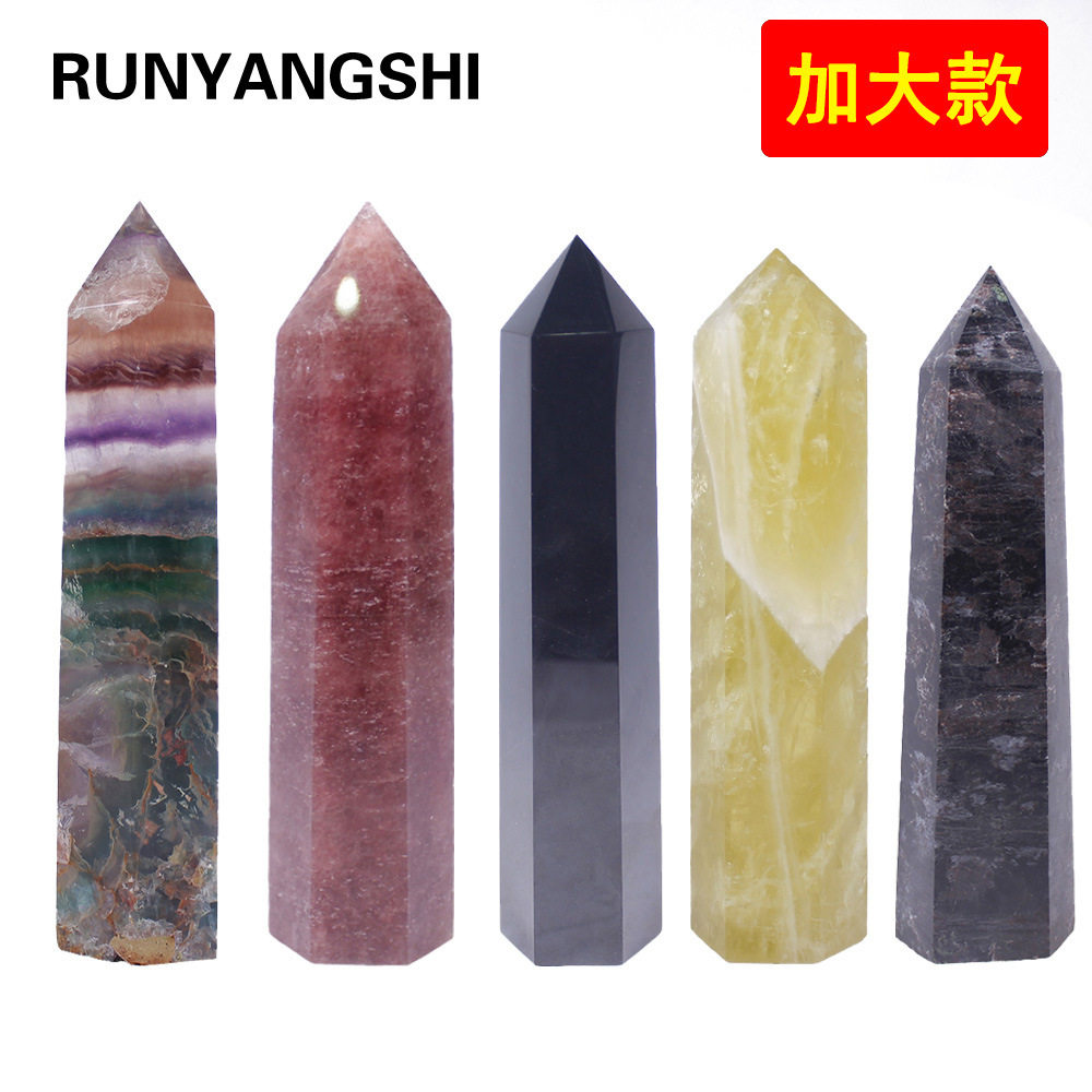 东海天然水晶六棱单尖柱加大款办公摆件装修装饰品手工打磨批发