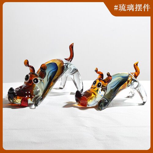 淄博琉璃摆件高档n玻璃工艺品制品小狗爆款装饰品家居客厅