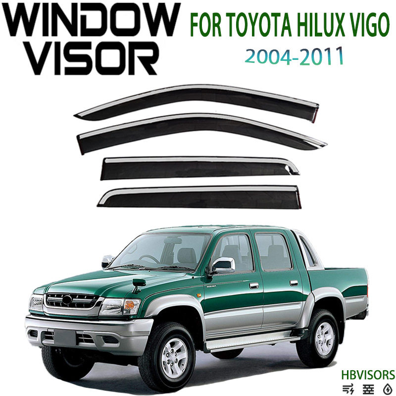 适用于HILUXVIGO不锈钢晴雨挡雨板雨眉侧窗导流板Windowvisor