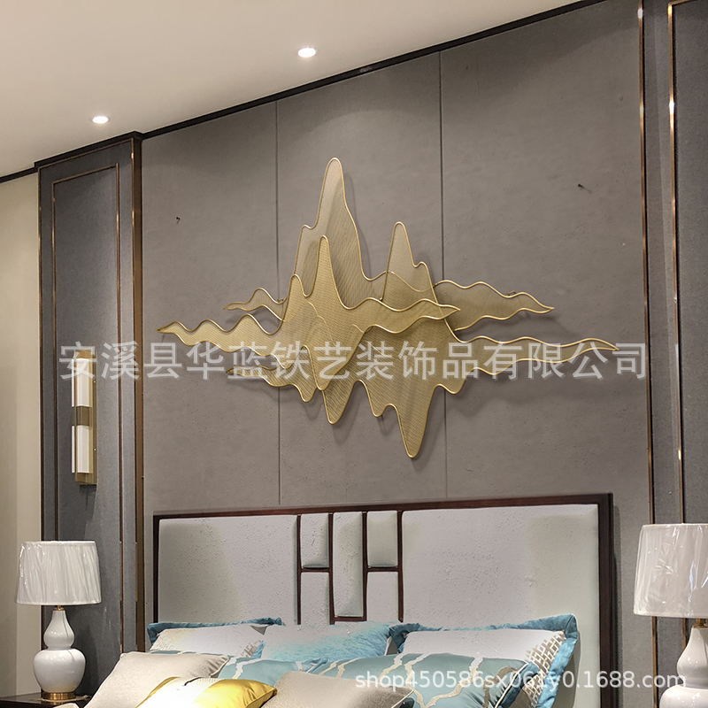 新中式金属假山影装饰挂件墙面样板房酒店软装墙饰品餐厅客厅壁挂