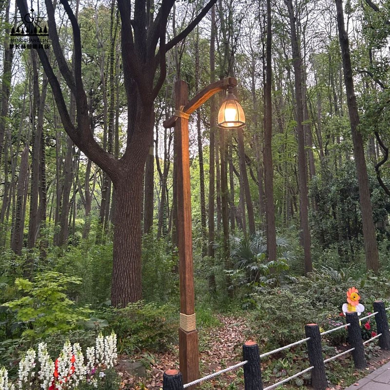 仿木路灯树脂玻璃钢庭院灯文旅景区海边森林公园T复古路灯来图制