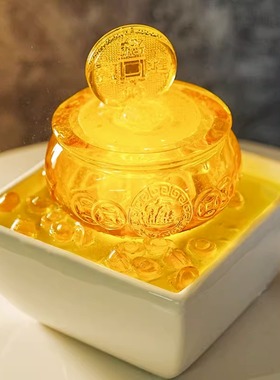 小型治愈系桌面流水喷泉摆件朋公室转财招运聚宝盆送办友同事