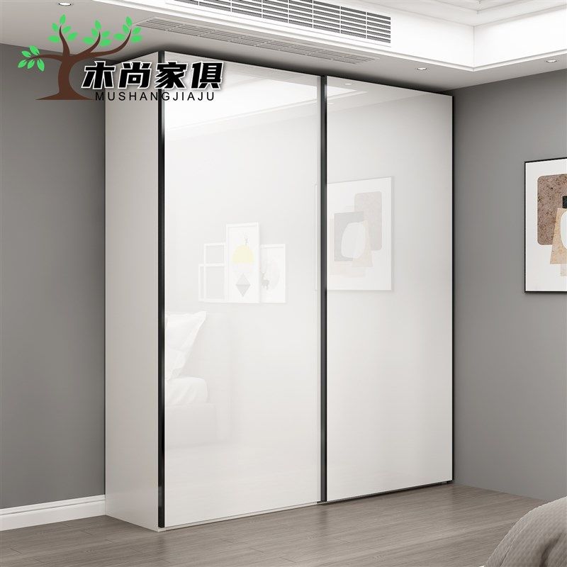 烤漆衣门移柜整约现代白色推拉门简体大衣橱实木卧室家具全屋定制