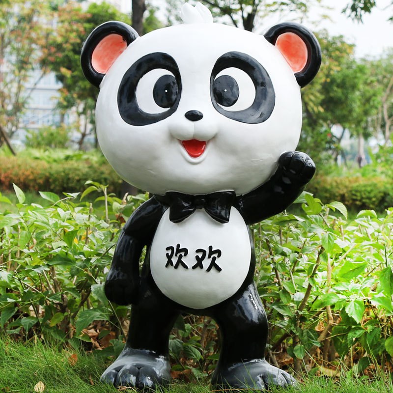 卡通玻璃钢动物熊猫雕塑园林景观公E园商场餐厅门口游乐园装饰摆