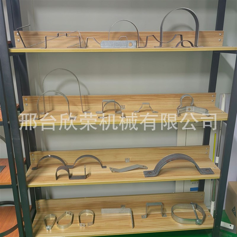 抱箍机U型M型欧姆高速设备加工扁铁抱箍J折弯冲孔一体机扁铁抱箍图片