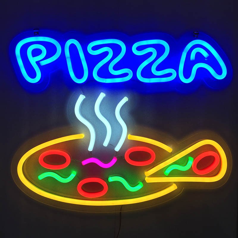 LED户外广告h牌制作 LED霓虹标牌 PIZZA披萨店霓虹发光字招牌