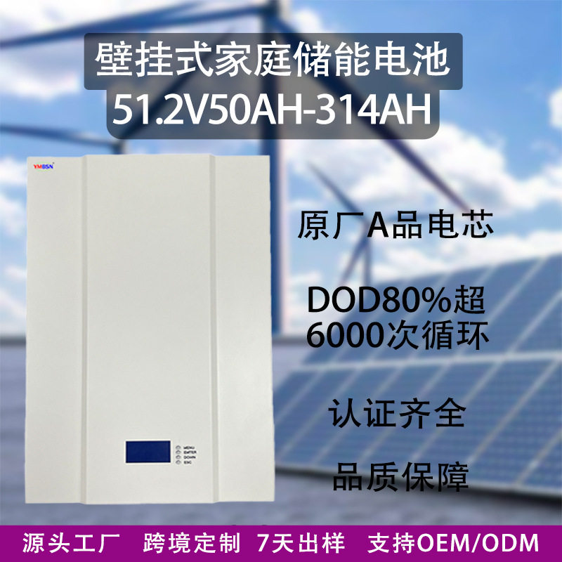 跨境直供锂离子电池51.2V300Ah壁挂式太阳能光伏板16度电家庭储能