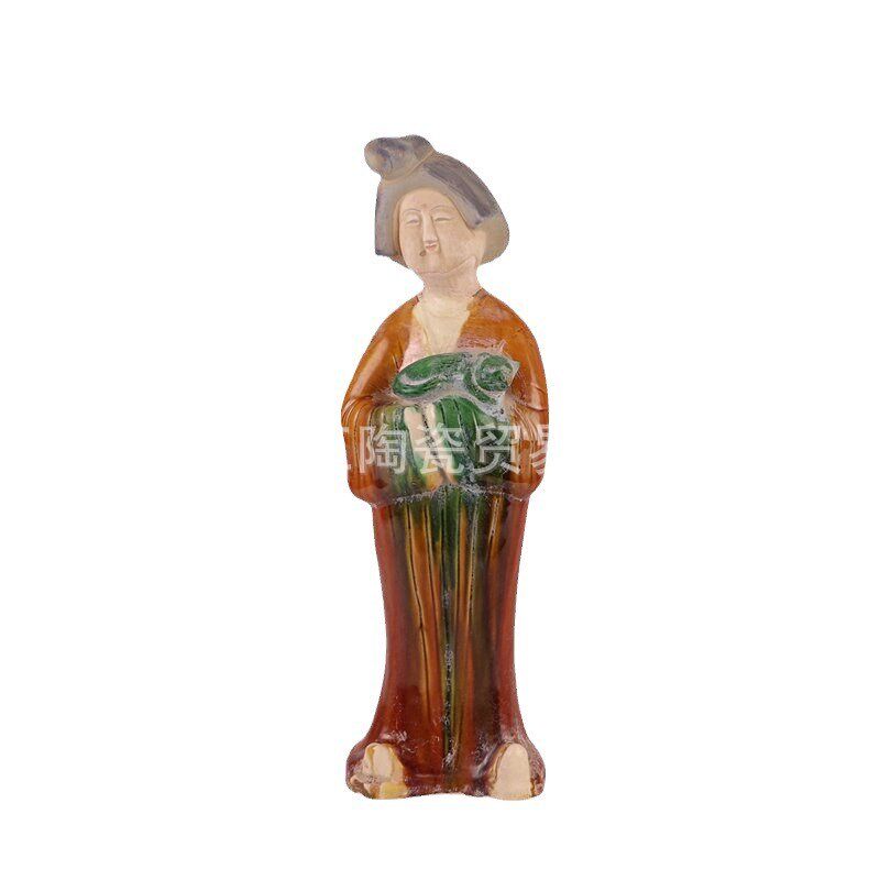 仿古唐代彩陶胖妞乐俑唐三彩仕女人物雕塑复古玄关博古架装饰摆件