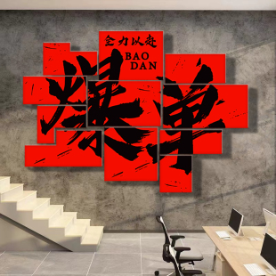 开门红办公司布2024新年装饰画职场氛围室置化商企业销售文电墙贴