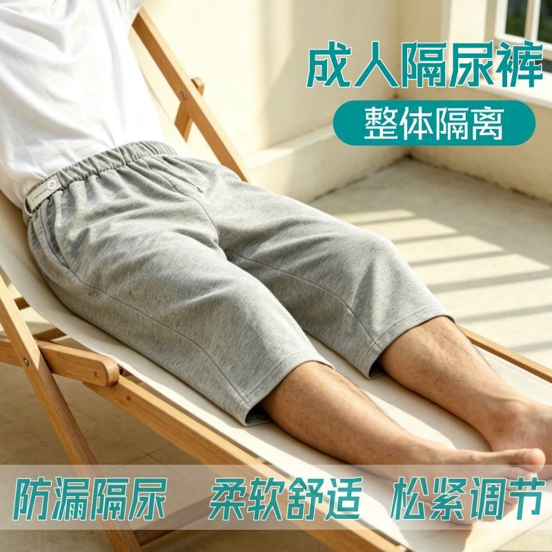 升级版隔尿裤可水洗老人成人卧床瘫痪护理吸水透气短裤七分裤