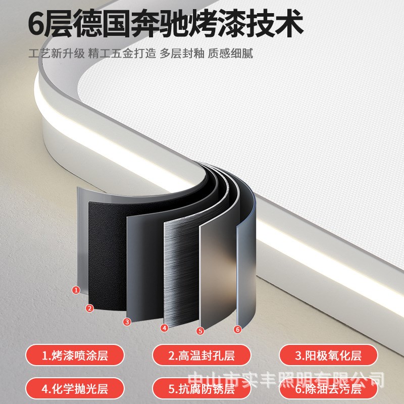 高级感吸顶灯现代简约客厅灯主卧室灯防蚊虫铝材棱晶W面板中山灯