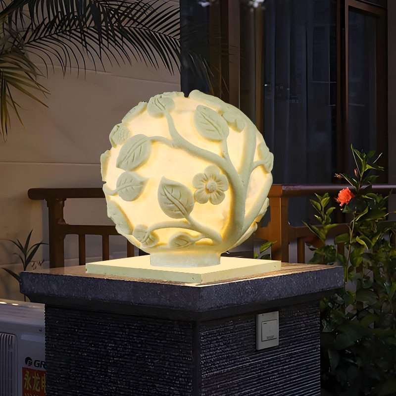 太阳能防水砂岩柱头庭院灯