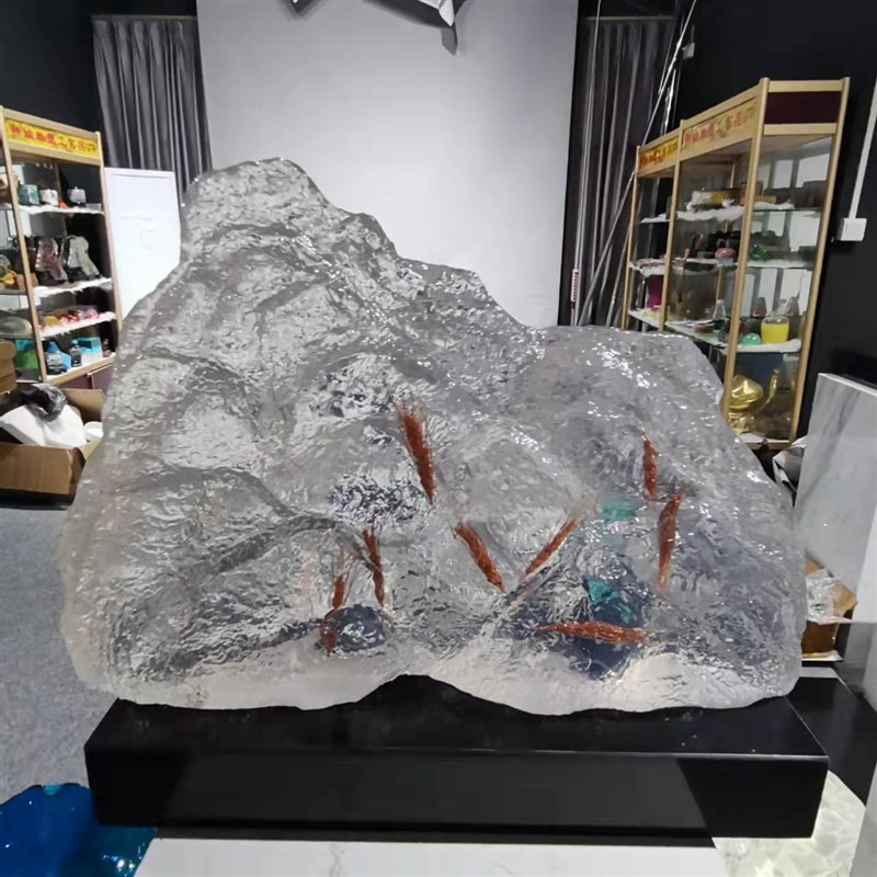 透明树脂接合玻璃钢艺术工w艺品雕塑摆件酒店新中式家具装饰品