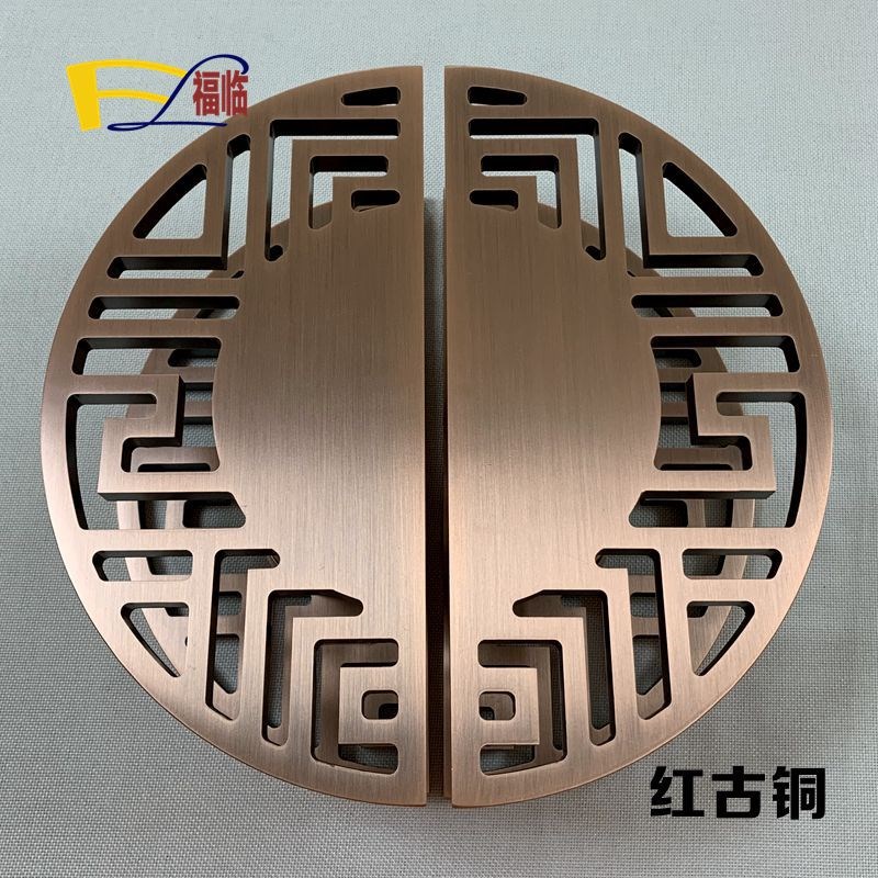 新中式仿古半圆形大门拉手祥云玻璃门拉手木门柜门把手古铜雕刻