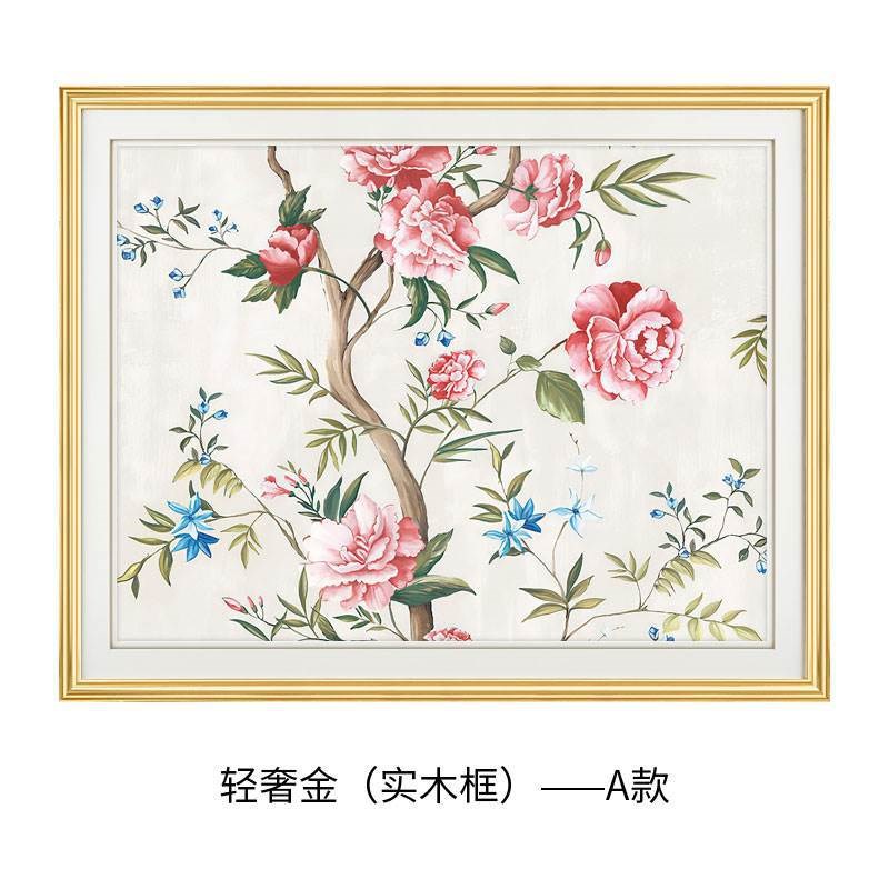 美式乡村田园装饰画法式新古w典走廊玄关横版壁画中式花鸟餐厅挂