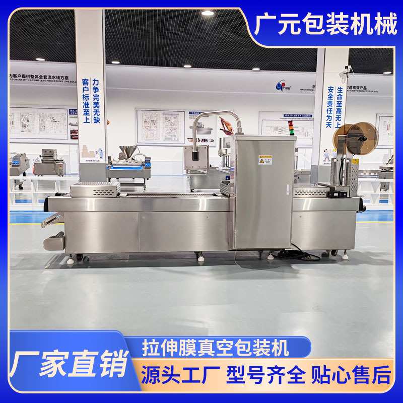 原汁猪肚全自动拉伸膜真空包装机 烤猪肝连续拉伸膜真空包装机