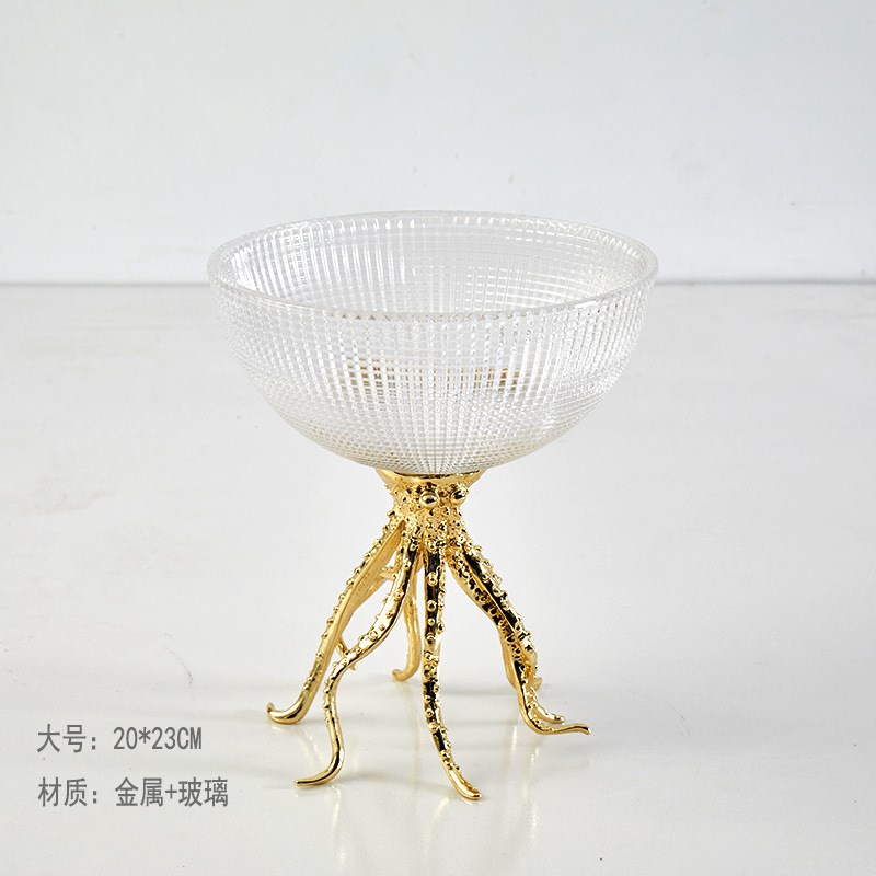 欧式现代简约轻奢高级感KTV餐桌自助餐茶几高S脚玻璃装饰水果盘