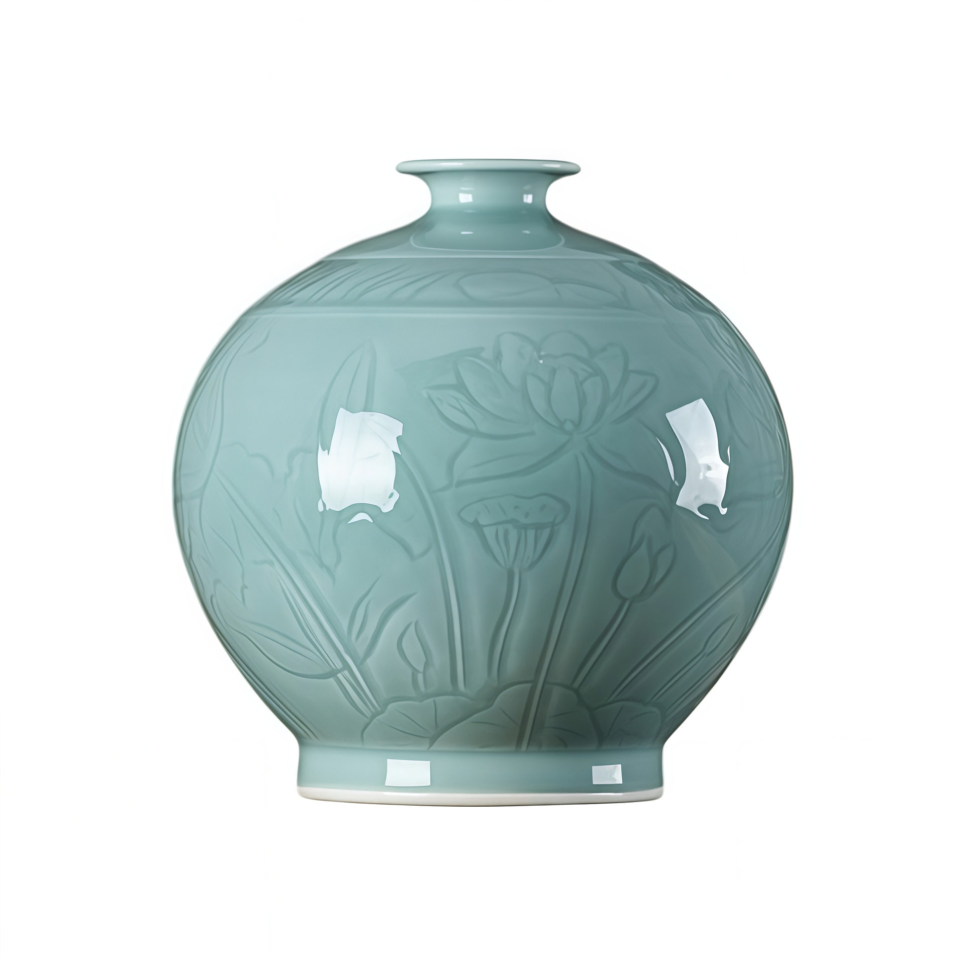陶瓷器雕刻花瓶插花现代中式客厅博古架工艺品家居装饰摆件