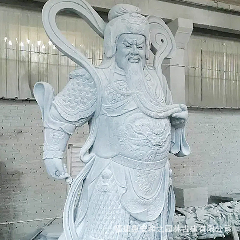 4米大型石雕关公青石武财神石雕关羽像青龙偃月刀关公石雕像