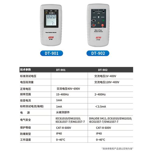 CEM华盛昌DT-901数显相序仪马达和相序旋转指示器DT902相序测试仪