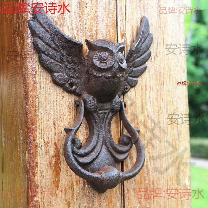 庭院工艺品欧式猫头鹰门把手门铸D铁工业风复古门拉手美式敲仿古