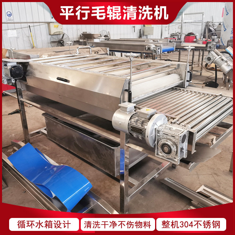 商用高压喷淋毛桃去毛清洗机千禧果清洗机去泥去杂平行毛辊清洗机