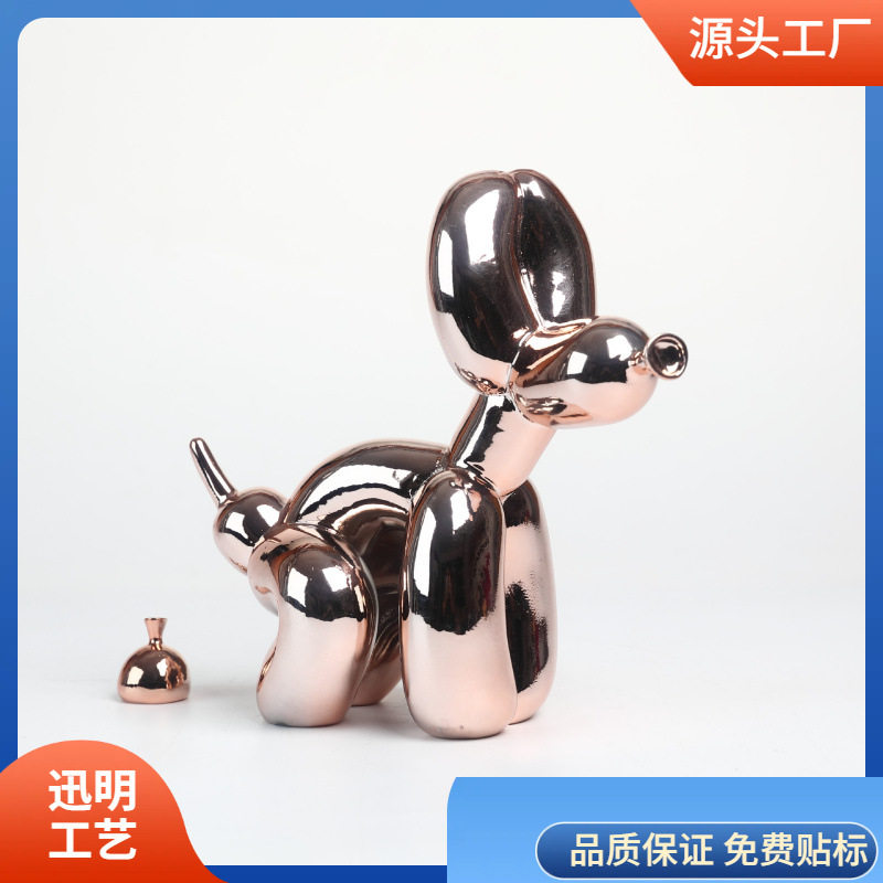 跨境便便狗动物雕像闪亮气球便便狗艺术雕塑家居工艺品铜雕欧式