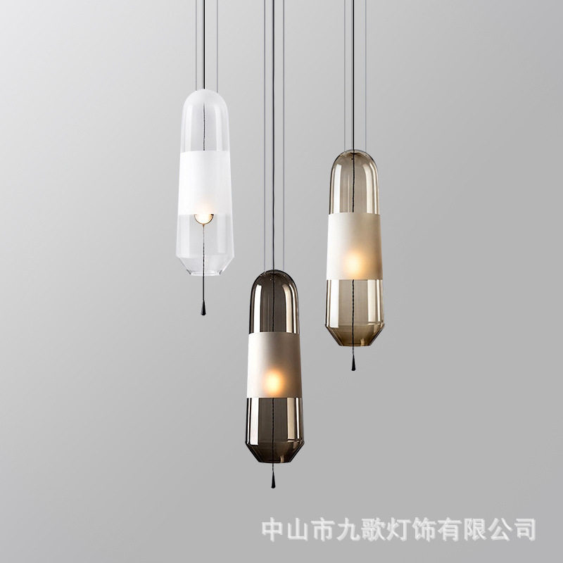 后现代简约餐厅玻璃漂流瓶吊灯北欧创意卧室前吧台酒瓶网红吊灯