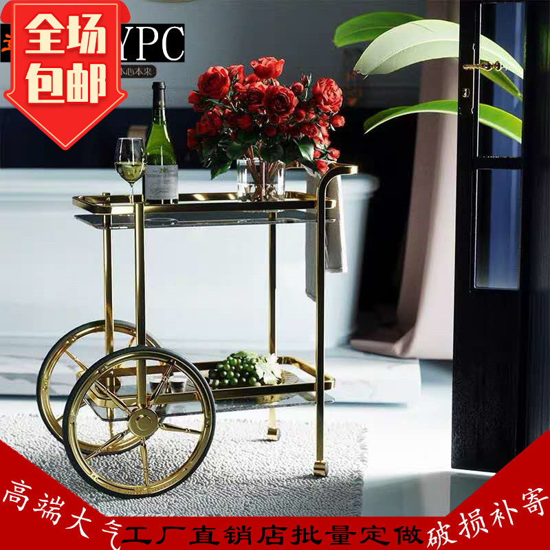 欧式包邮甜品车不锈钢点心蛋糕车4S店小推车贵妃酒水车餐厅服务车