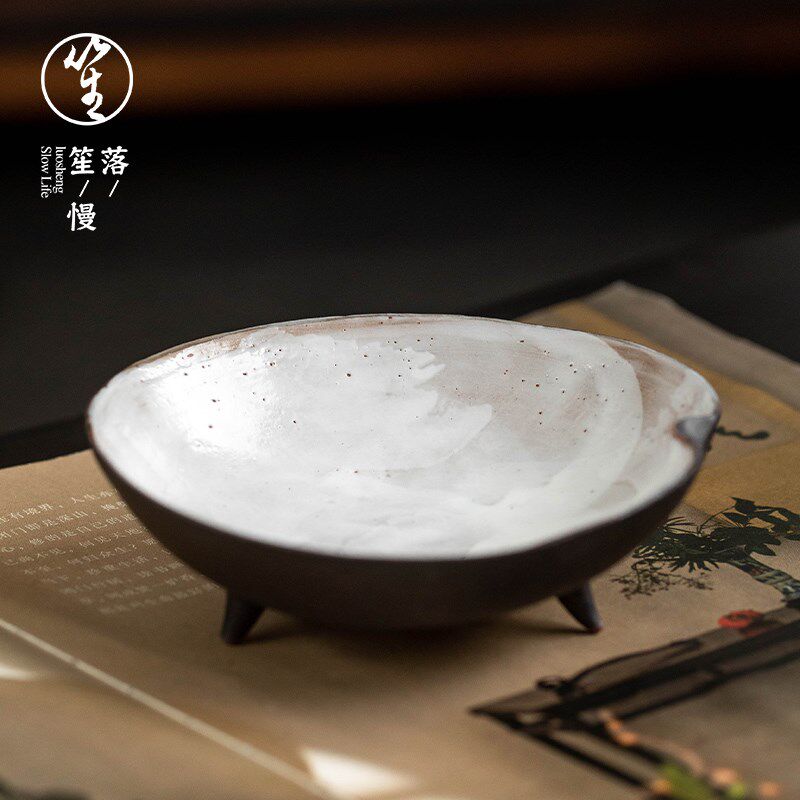 落笙粗陶壶承干泡台隔热紫砂养壶茶承托储水日式高档纯手工点心盘