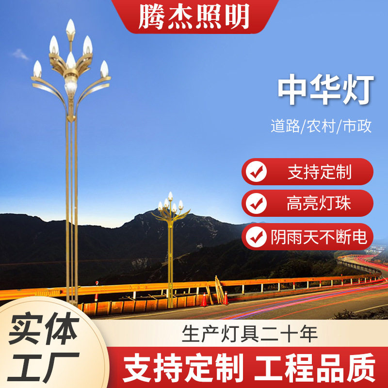中华灯8米10米户外景观灯LED道路广场灯高杆灯大型路灯玉兰灯