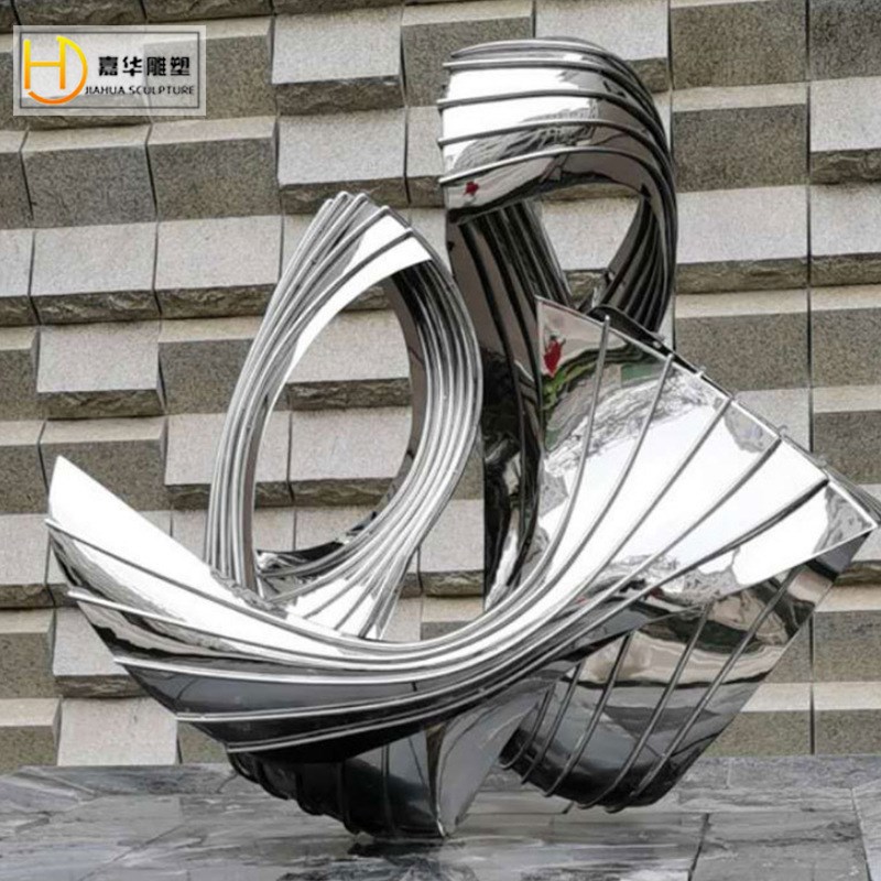 不锈钢抽象飘带雕塑金属铁艺异形扭曲景K观园林景观公园装饰摆件
