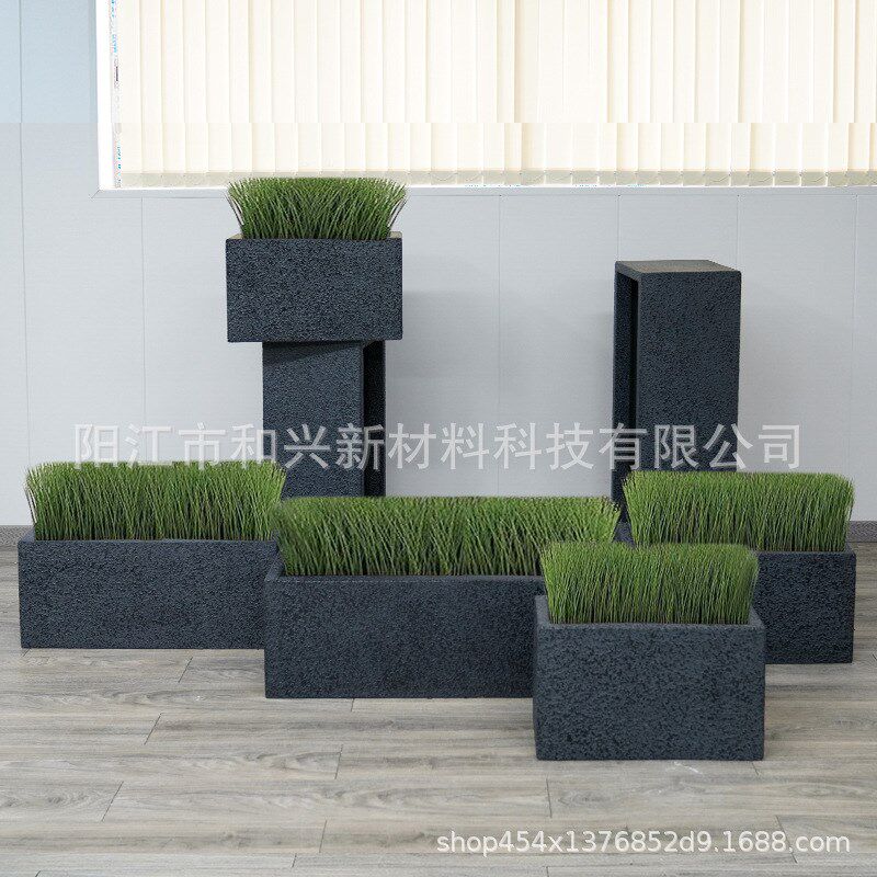 直销户外长方形花盆室内水泥绿植盆栽阳台庭院玻X璃钢花箱摆件