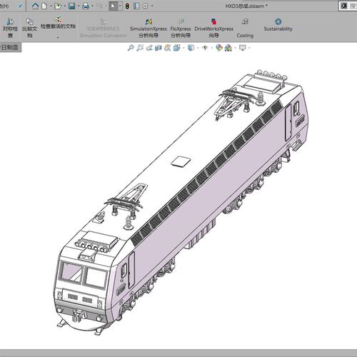 HXD3D电力机车铁路交流电干线准高速客运车型3D图纸sw模型【596】