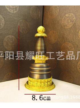 风格仿古纯铜莲花塔舍利塔嘎当塔 铜 7寸噶当塔 做工精美