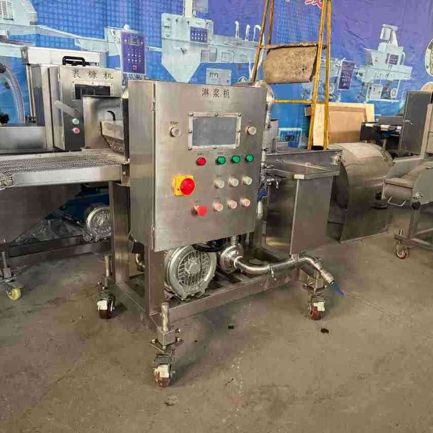 全自动土豆块地瓜条茄盒裹浆机小酥肉南瓜饼上浆流水设备薯塔上浆