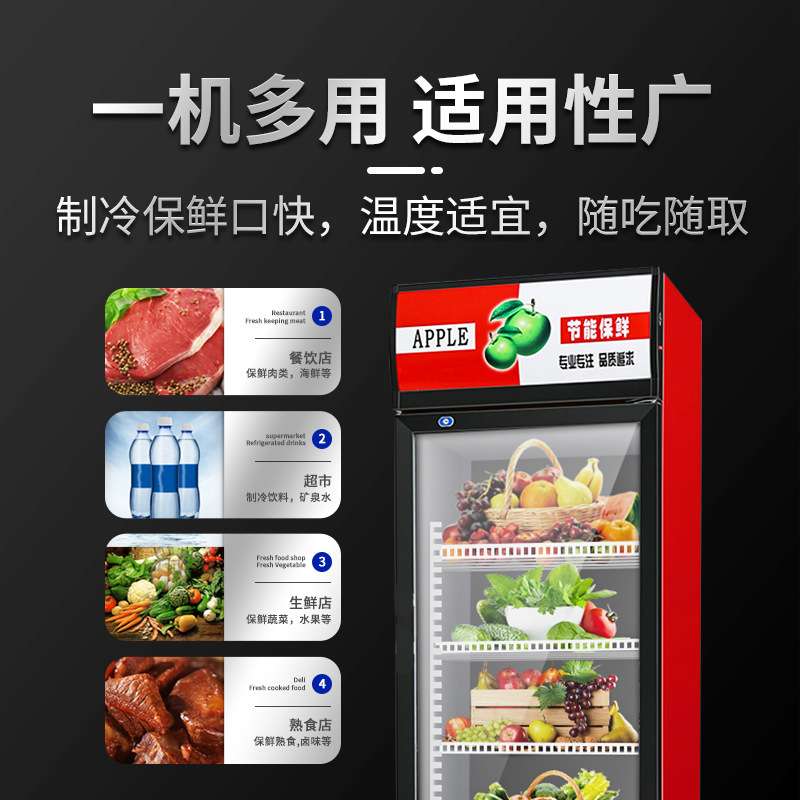 饮料柜商用立式冰柜冰箱单门超市冷柜啤酒蔬菜水果保鲜冷藏展示柜