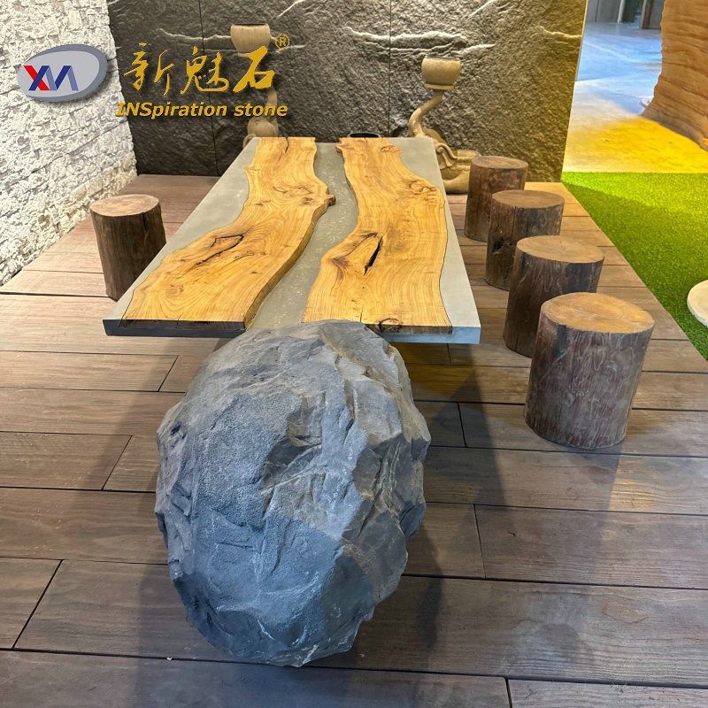 茶台脚GRC混凝土景观仿石桌脚石头摆件I茶几垫桌石办公桌几类装饰