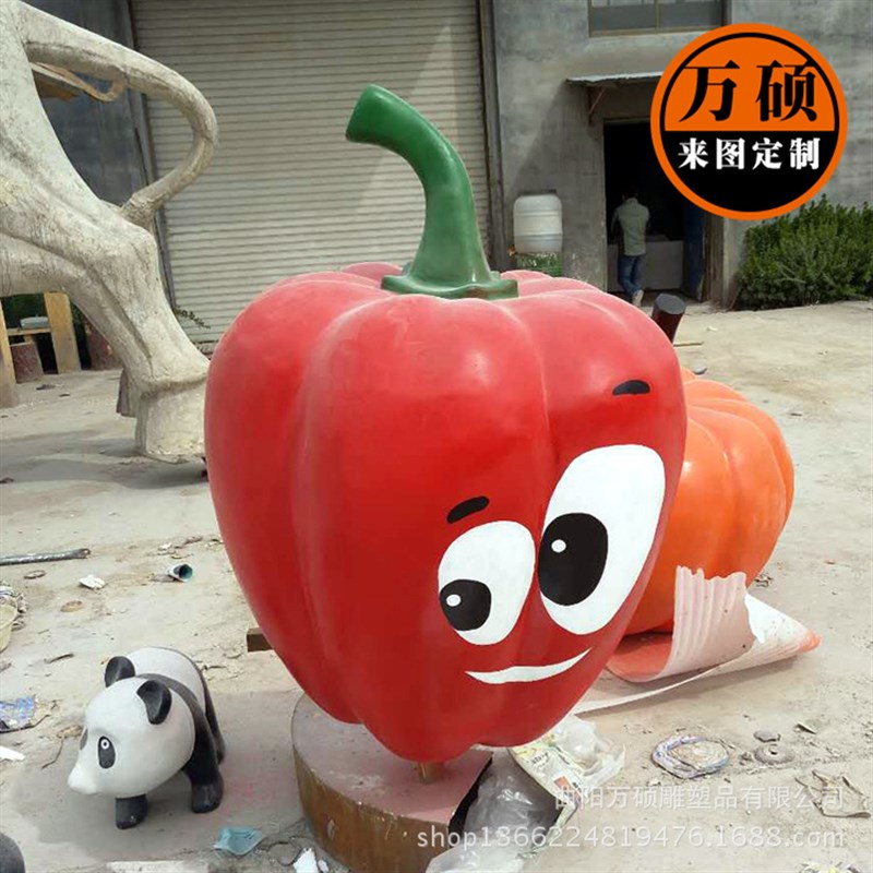 玻璃钢卡通蔬菜水j果雕塑 卡通青椒人雕塑 种植园庄园景区雕塑摆