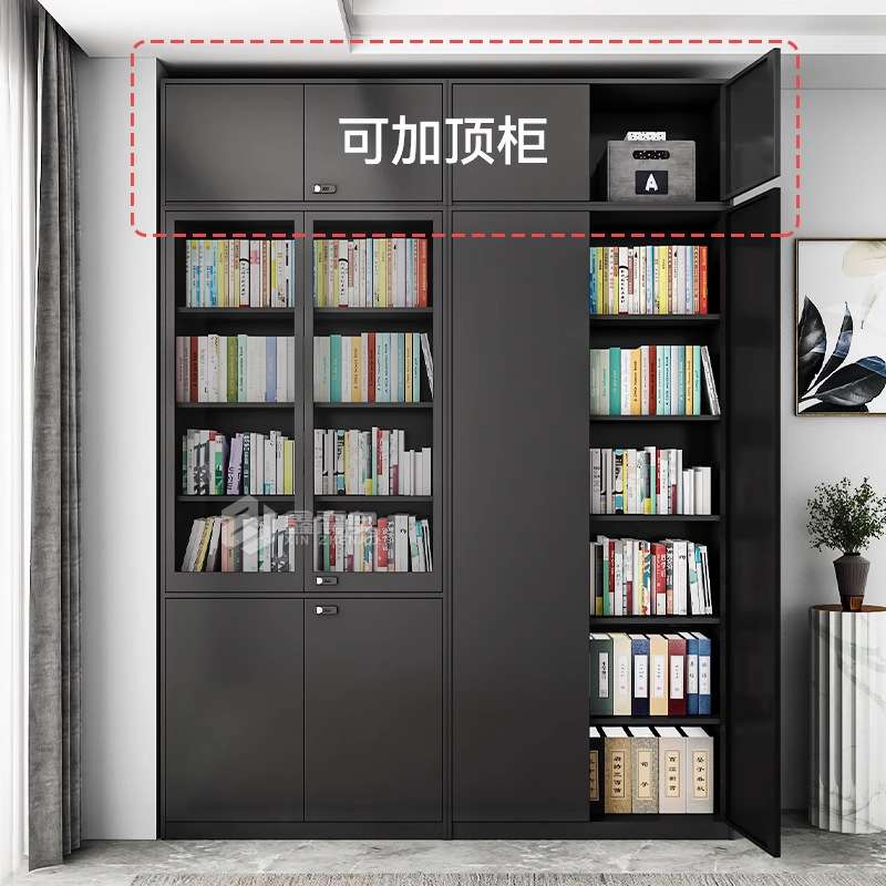 铁皮黑色文件柜收纳柜档案财务凭证柜带锁抽屉收纳书柜钢制文件柜