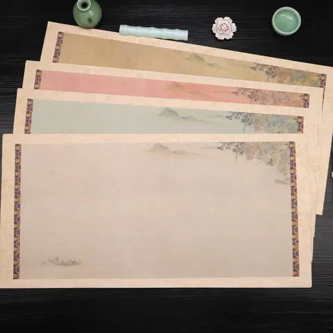四开蜡染毛笔字创条屏书书法纸古风复古宣纸微喷作品纸对开半生熟