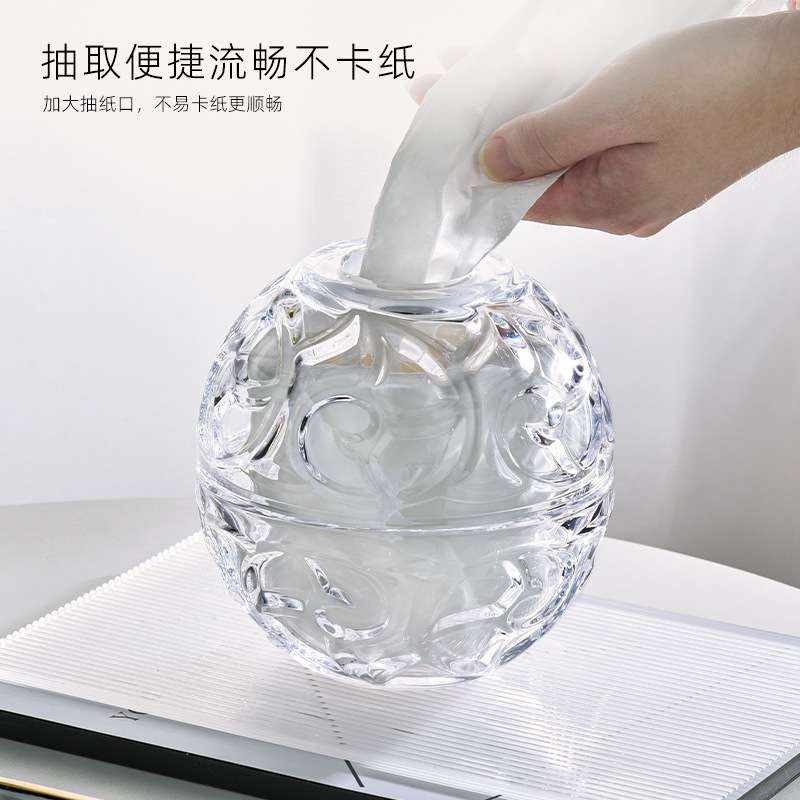 金像 跨境纸巾盒卷纸筒玻璃 北欧新款创意餐厅桌面加厚家用收纳盒