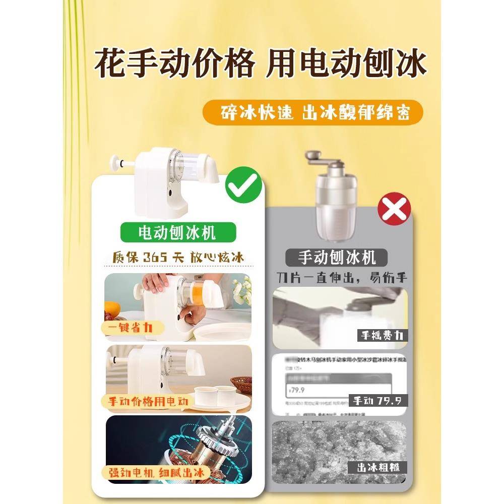 电动刨冰机家用小型冰沙机碎冰手摇器摆摊绵绵雪花手动不插电机器图片