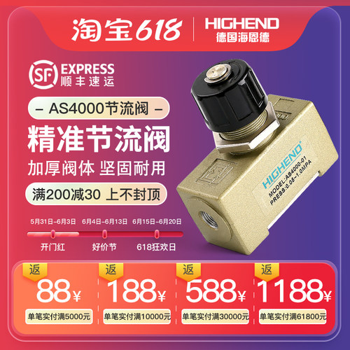 气动单向节流阀AS4000-01/02/03/04流量控制阀调节阀SMC型调速阀