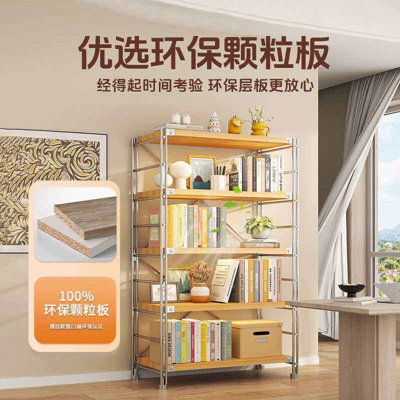 原木风日式厨房置物架多层收纳架落地微波炉储物架家用架子放锅架