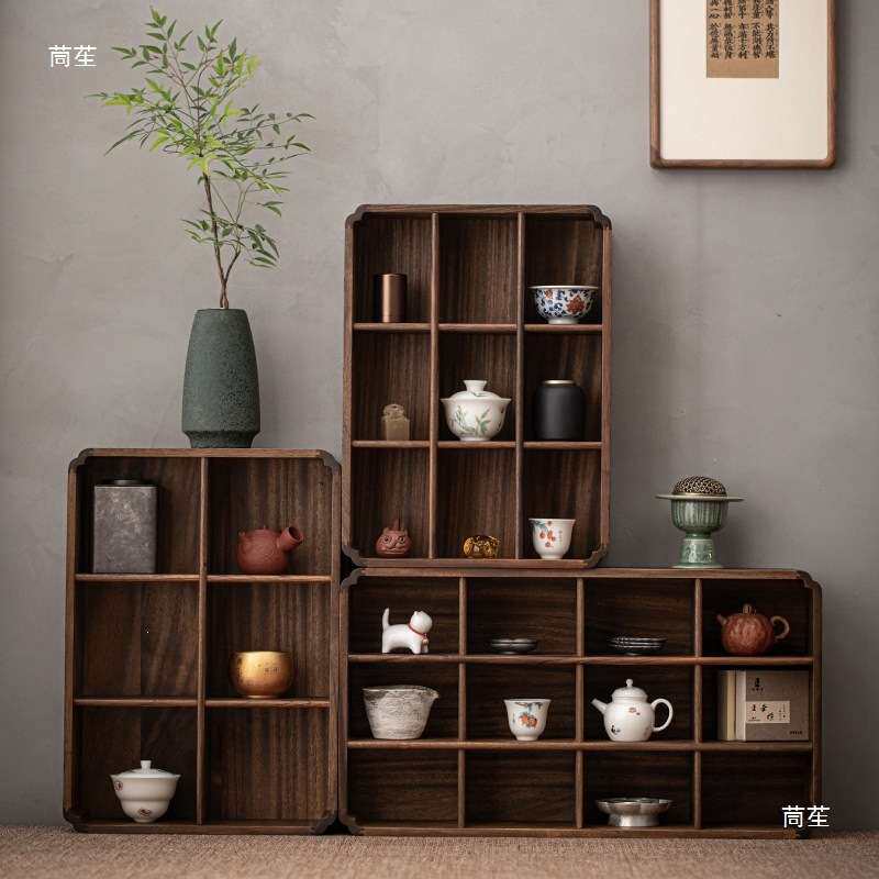 鸡翅木小博古架桌面装饰品展示架中式复古茶室茶台小配件实木架子